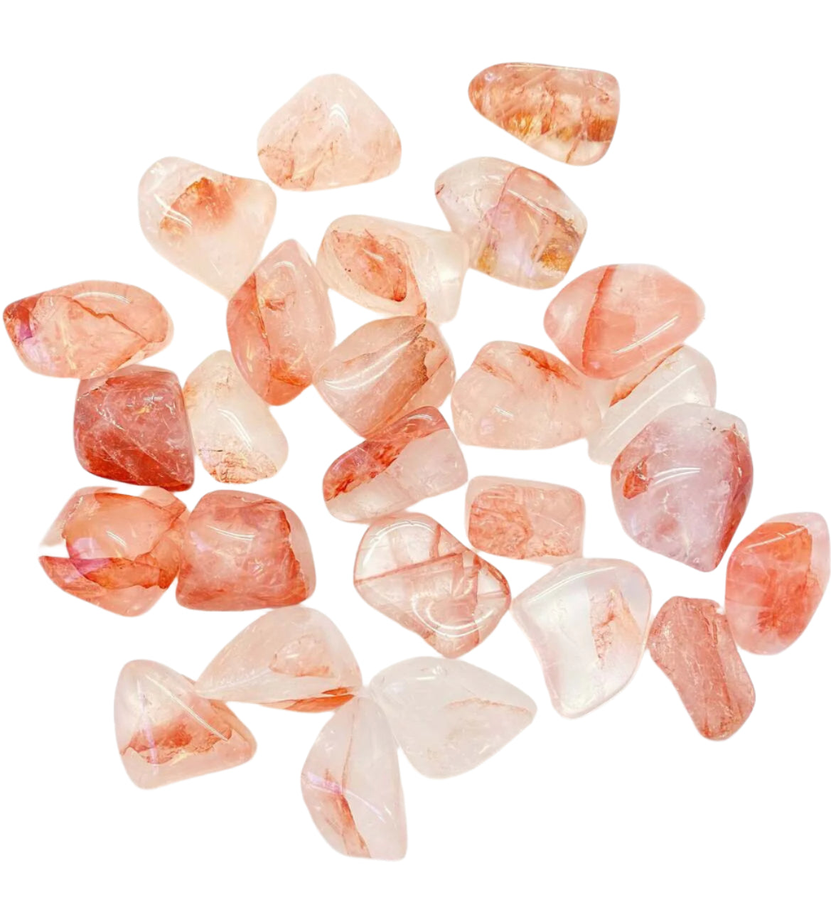 Hematoid Quartz (Fire Quartz) (Harlequin Quartz) Tumbled