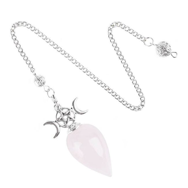 Ovoid Crystal Pendulum with Triple Moon