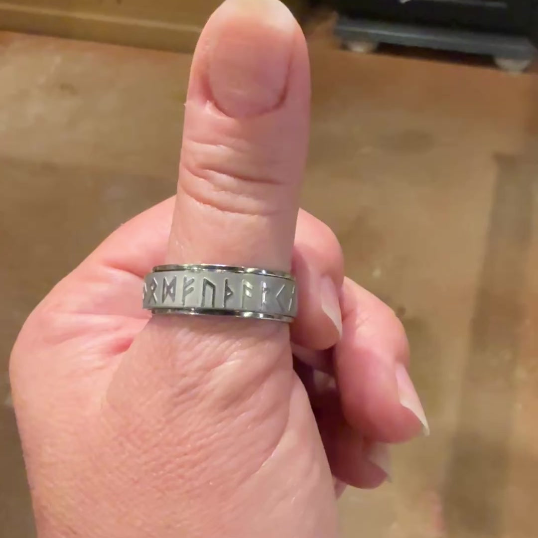 Futhark Runes Spinner Stainless Steel Ring