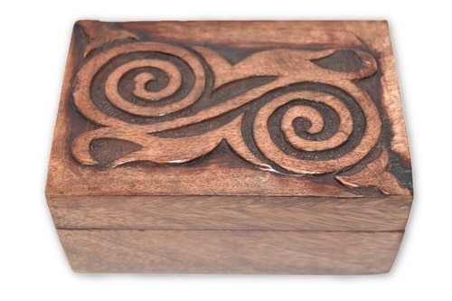 Carved Spiral Wooden Box 6x4"