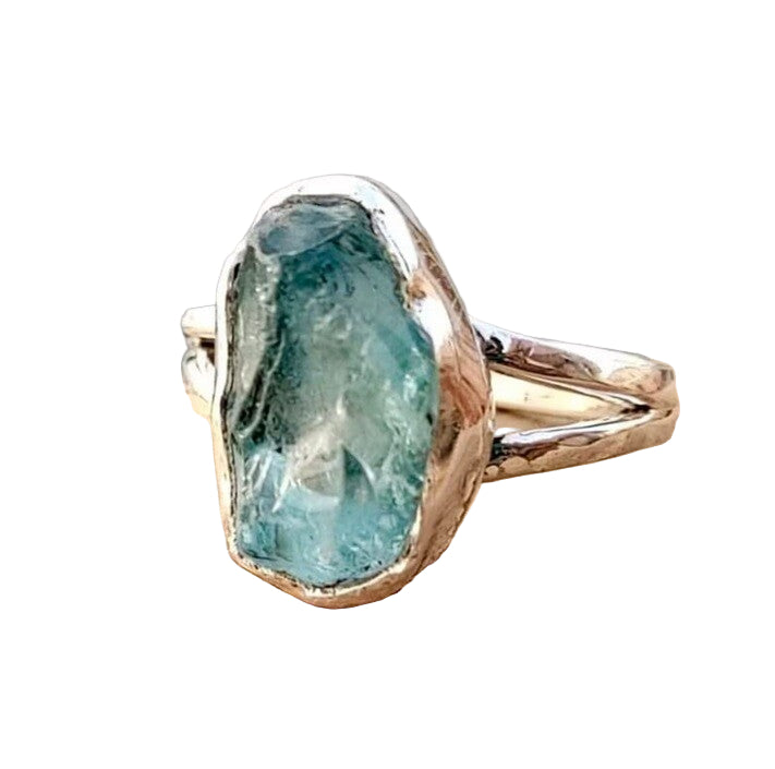 Rough Aquamarine Sterling Silver Ring