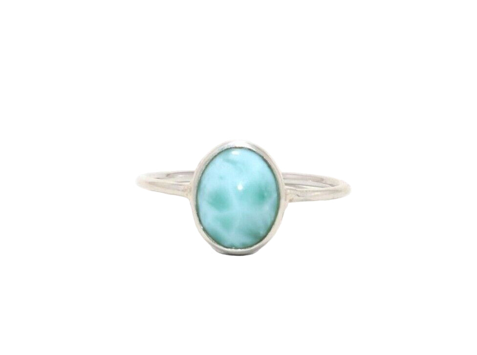 Larimar Oval Sterling Silver Ring