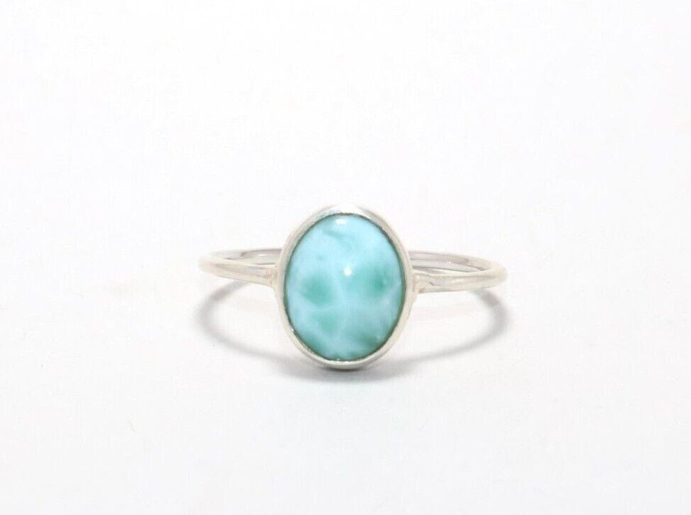 Larimar Oval Sterling Silver Ring