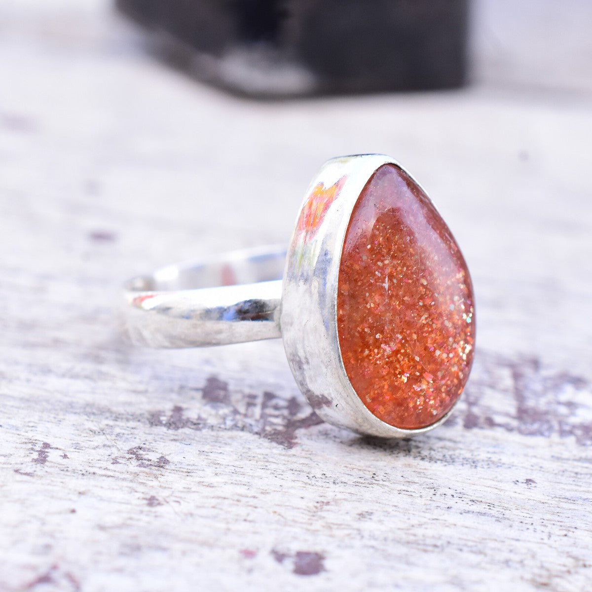 Suntone Tear Drop Sterling Silver Ring