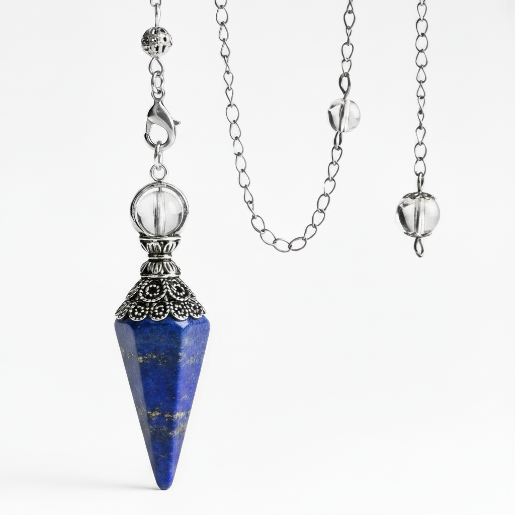 Faceted Crystal Pendulums with Quartz bead