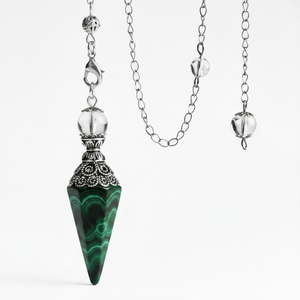 Faceted Crystal Pendulums with Quartz bead