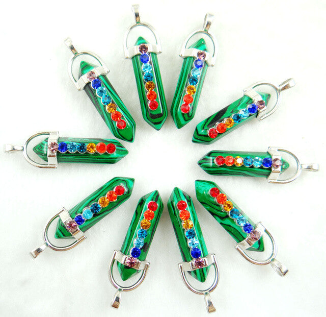 Reconstituted Malachite Chakra Pendant Necklace