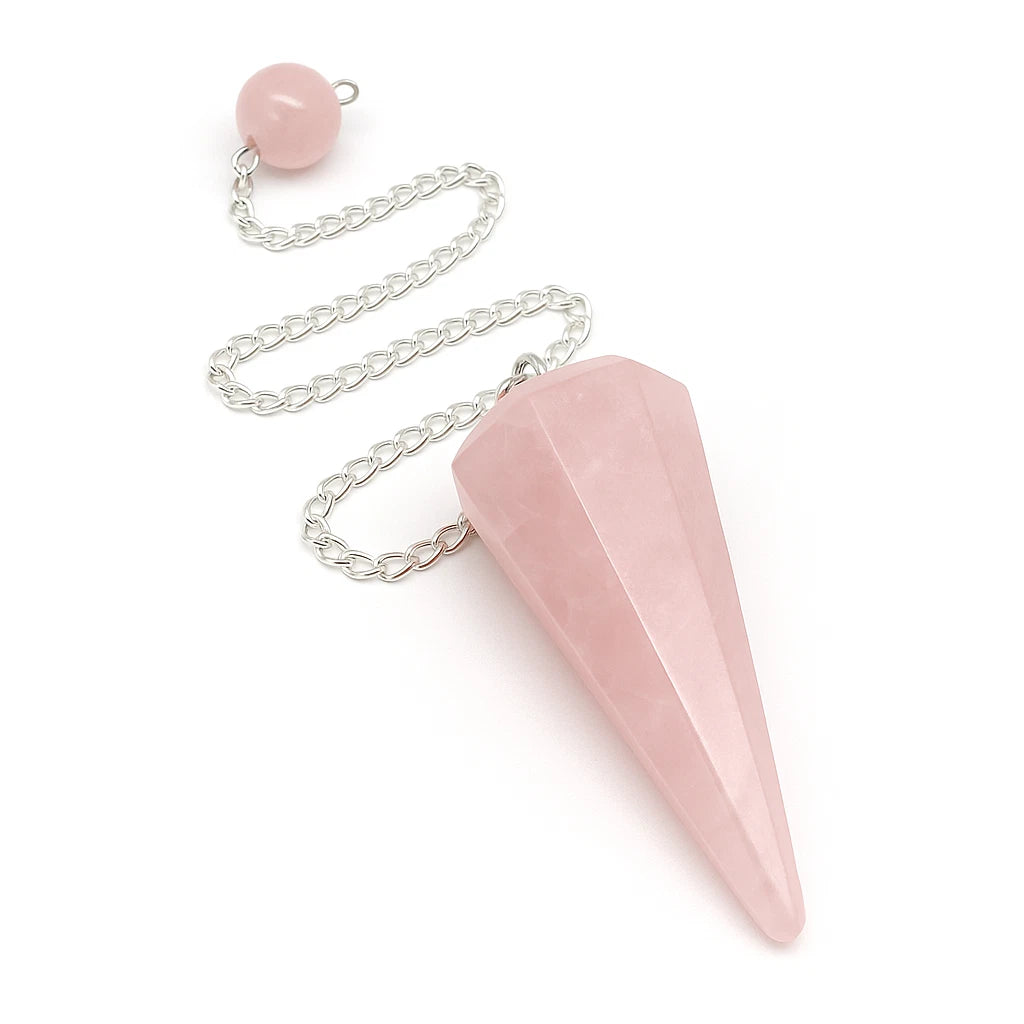 Rose Quartz Faceted Crystal Pendulum