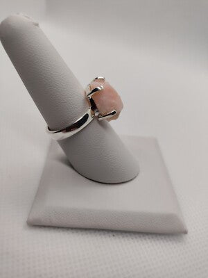 Rough Pink Opal Sterling Silver Ring