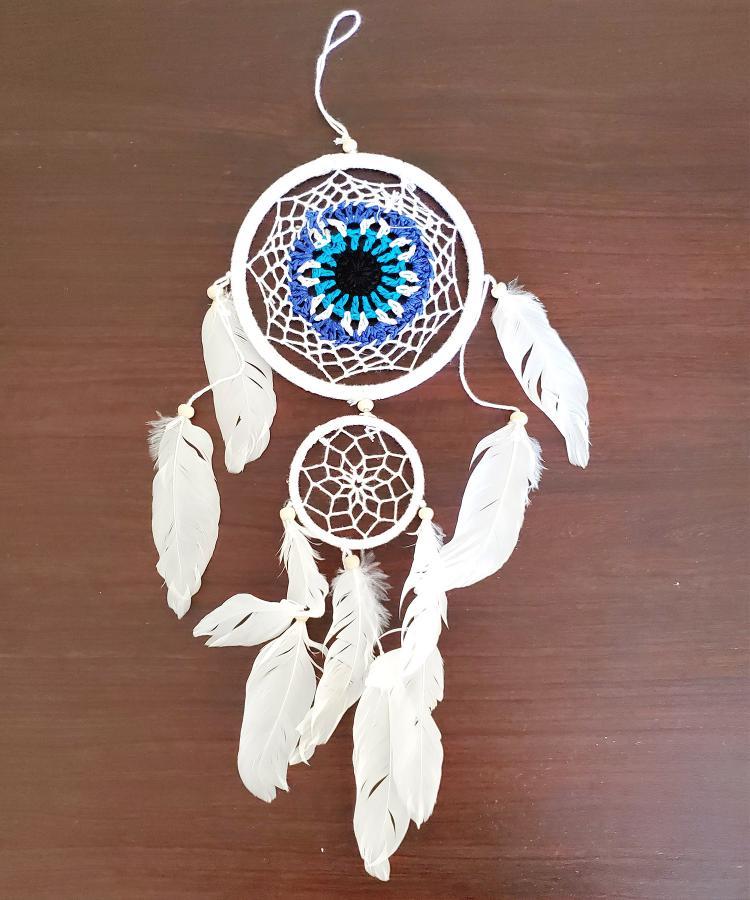Dreamcatcher White w/ Evil Eye 8"