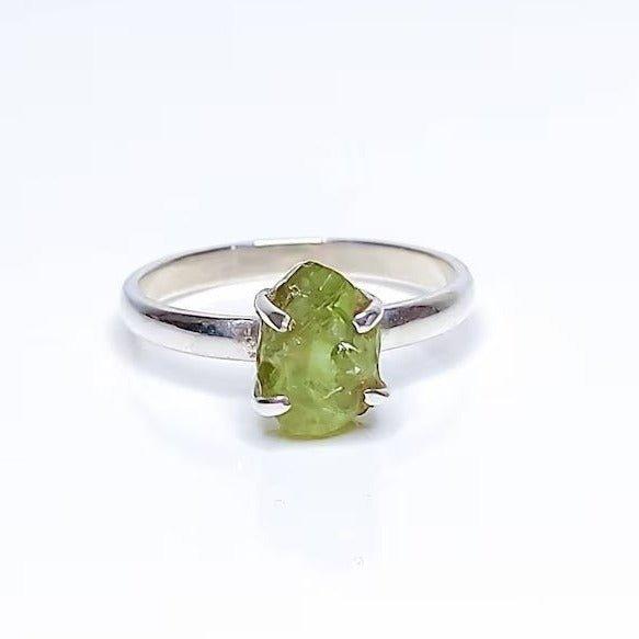 Peridot Rough Sterling Silver Ring