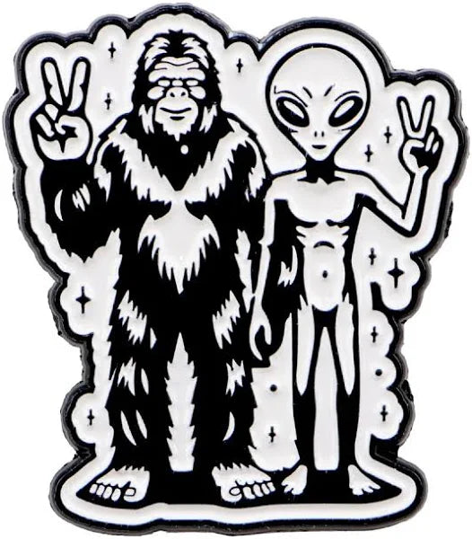 Bigfoot and Alien Enamel Pin