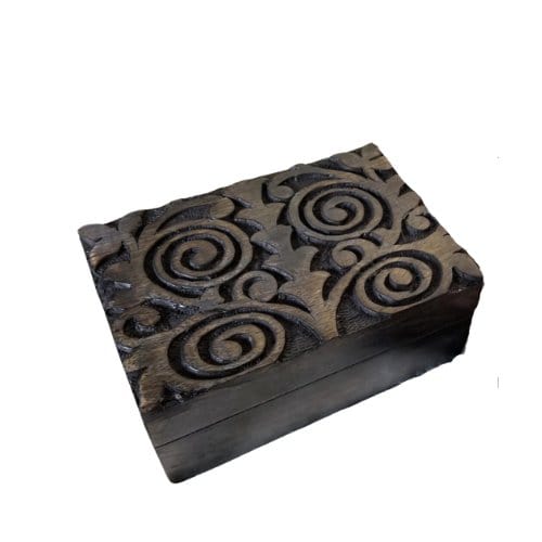Carved Spiral Tree of Life Wooden Box 6x4"