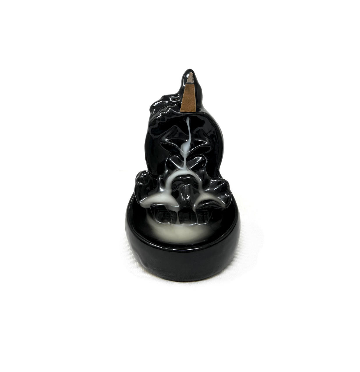 Ceramic Back Flow Incense Burner, Waterfall 4"
