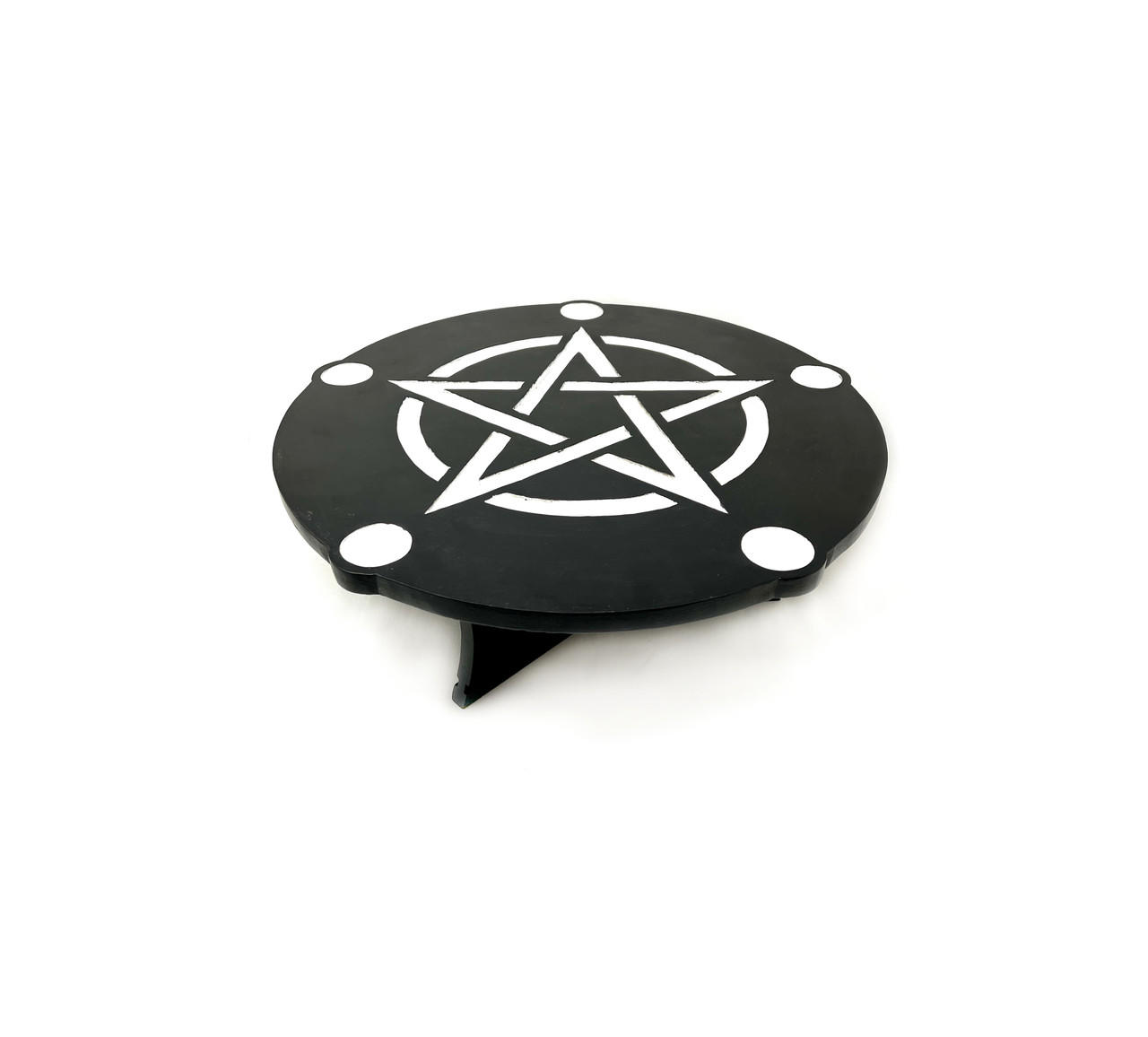 Wooden Round Pentacle Table Altar