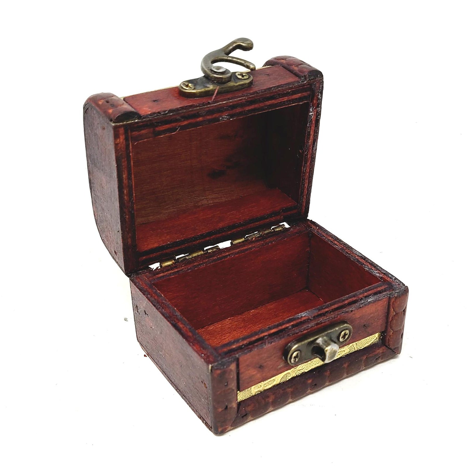 Wooden Chest Storage Box Golden Threads Design C