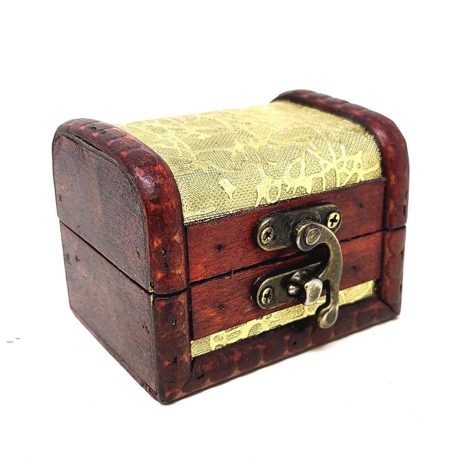 Wooden Chest Storage Box Bronze Flowers Design B