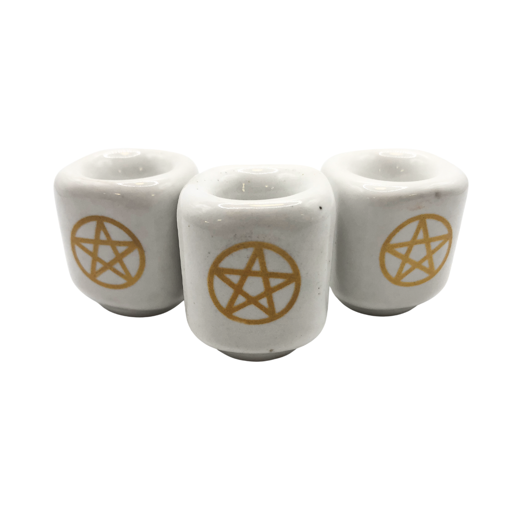 Ceramic Chime/Spell Candle Holder with design
