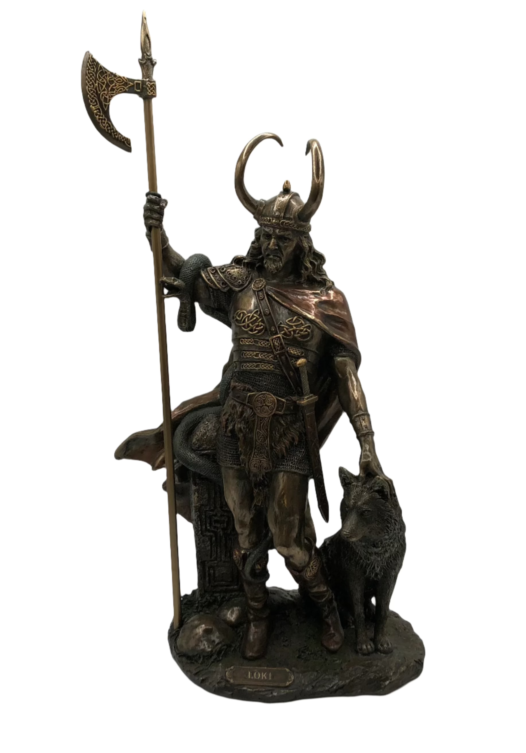 Loki With Wolf Statue