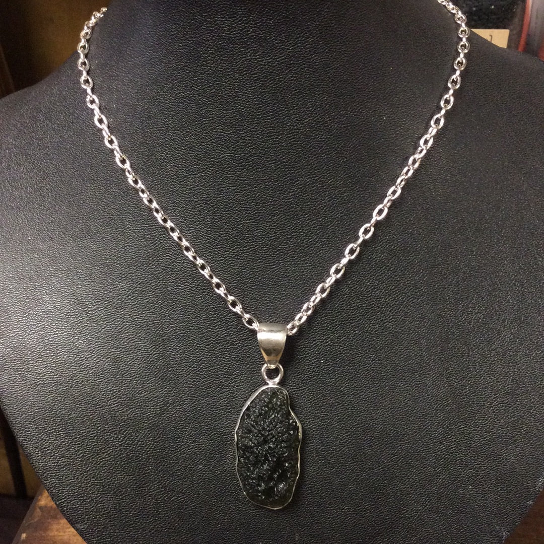 Moldavite Pendant Sterling Silver -Charles Albert