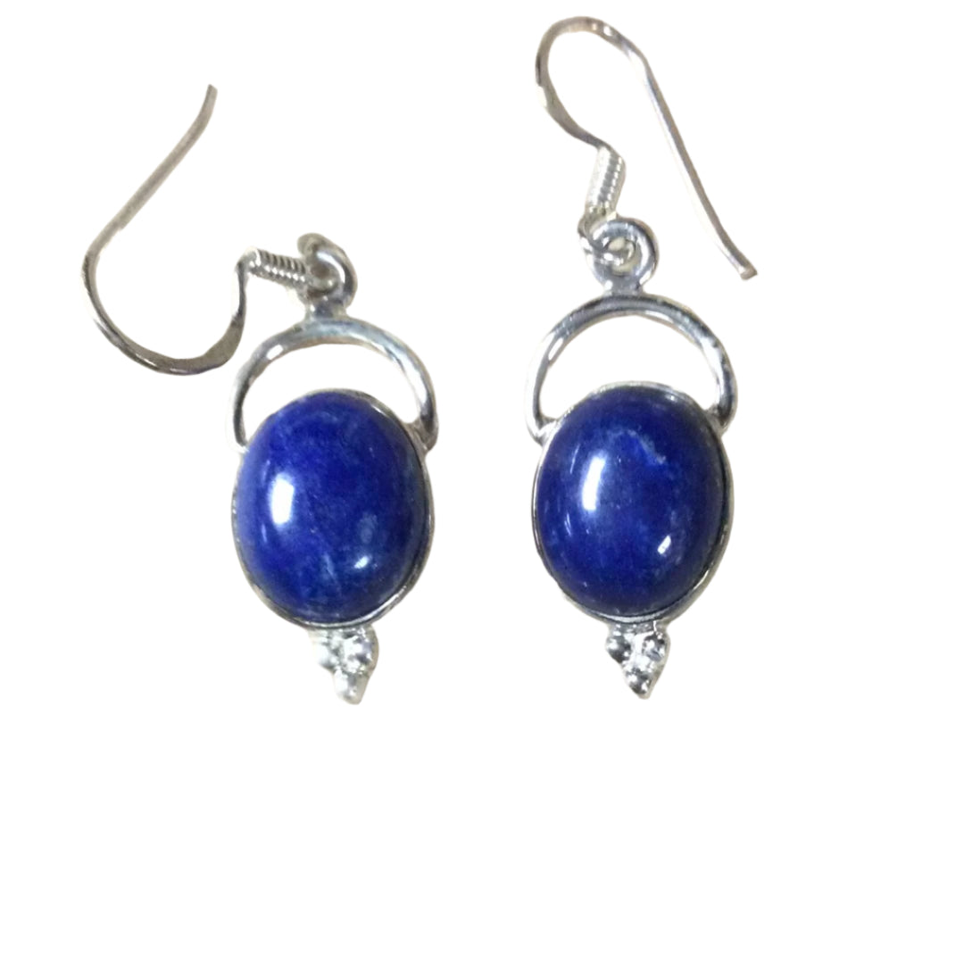 Lapis Lazuli Sterling Silver Earrings - Circle