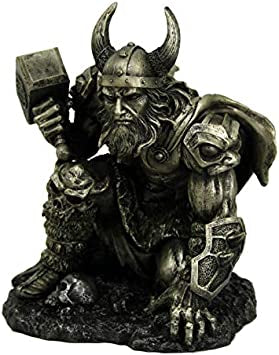 Thor with Hammer Kneeling Statue