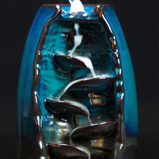 Ceramic Waterfall in Mystic Blue Backflow Burner