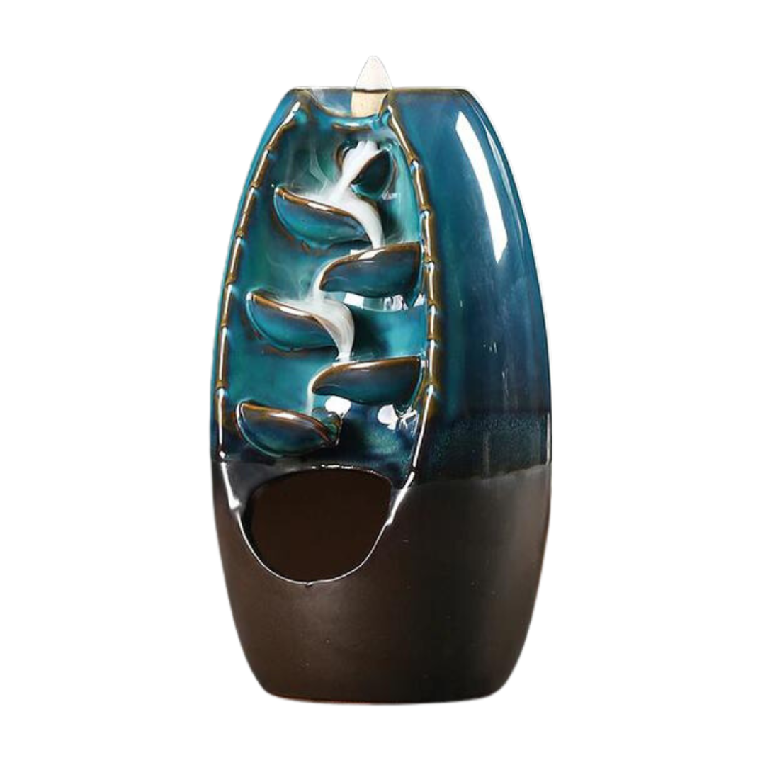 Ceramic Waterfall in Mystic Blue Backflow Burner